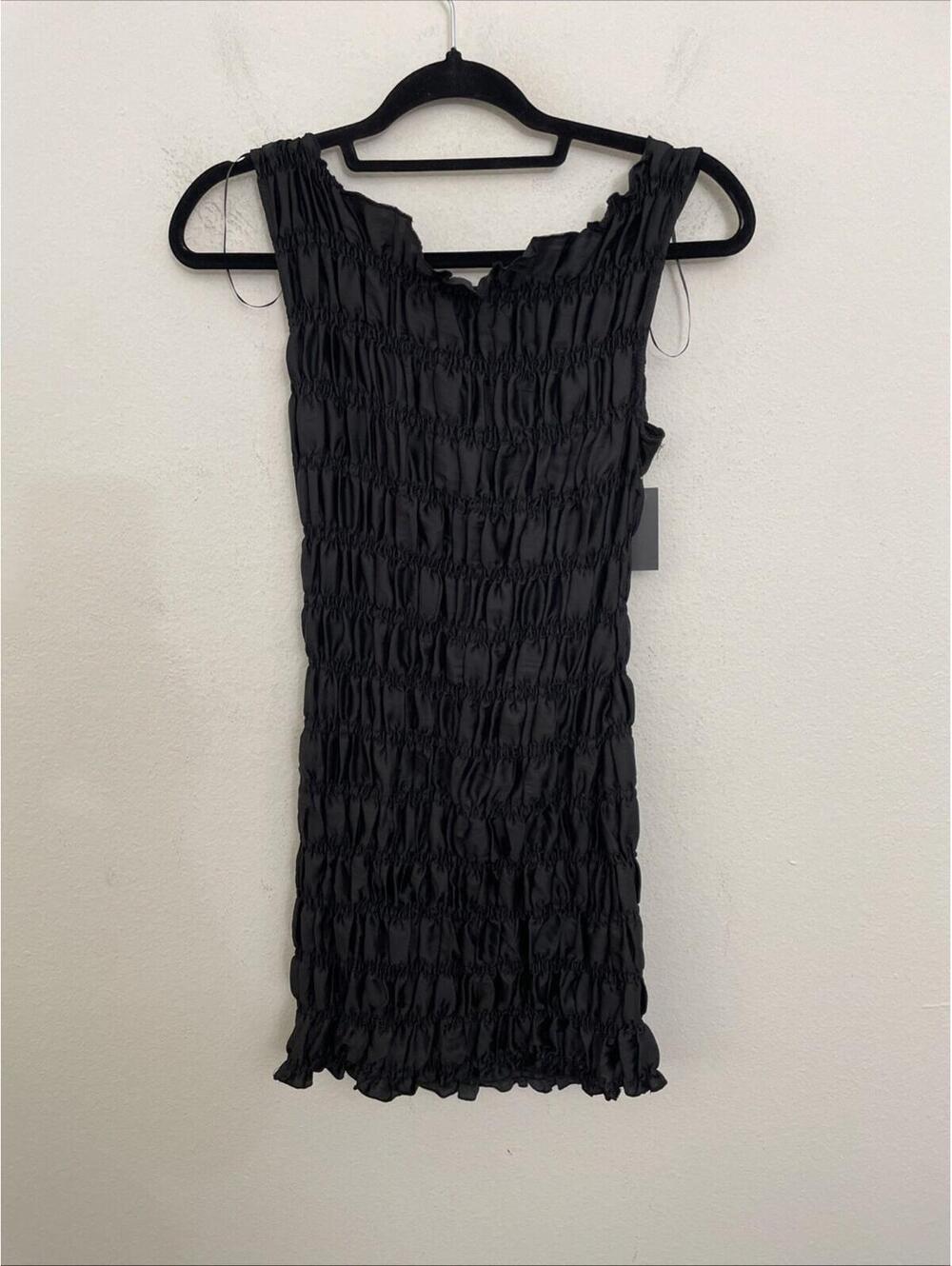 Lioness Guccio Mini Dress Onyx Black Ruched Sleeveless Size S NWT $87MSRP - Picture 7 of 7